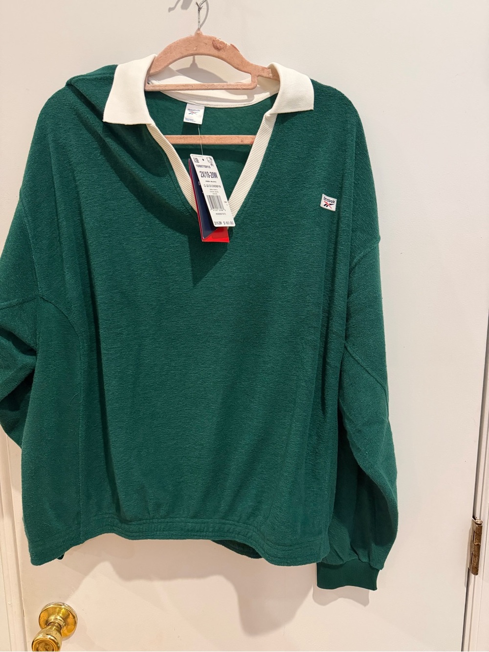 Reebok Plus Size 2x Green Polo-Collar Fleece
